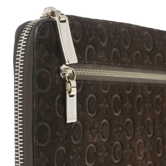 Celine Brown Suede Macadam Pouch Wallet - Picture 8 of 12